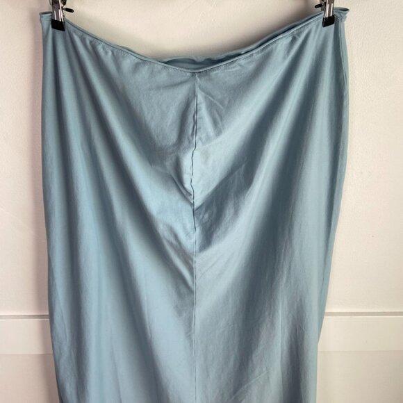 NWOT Skims Denim Blue Raw Edge High Slit Long Skirt - Picture 13 of 14